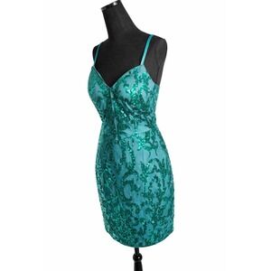 Weinaze Emerald Green Sequin Bodycon Dress Size Medium Formal Party NWT